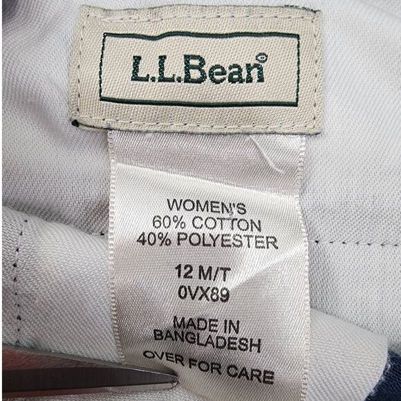Vintage LL Bean Pants Womens 12M/T TALL Blue High Rise Straight Leg Chino Office - Picture 5 of 11